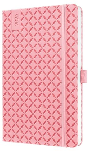 SIGEL J6111 Wochenkalender 2026 A5 rose, Hardcover, Gummiband, Stiftschlaufe, Einstecktasche, 174 Seiten, vegan, Buchkalender, Terminplaner Taschenkalender Jolie