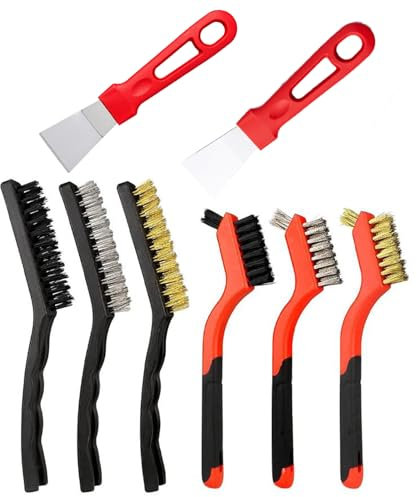 Messingbürste, Stahlbürste, Drahtbürsten 8-Teiliges Set Für Reinigung Von Rost, Schweißschlacken Und Hartnäckigen Rückständen von Schmutzvon Schweißschlacken Schmutz Rost