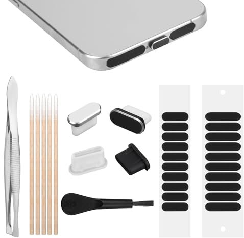 Gosknor 4pcs USB C Dust Plugs and 20pcs Phone Speaker Covers, USB C Port Covers Anti Dust Charging Port Covers Phone Speaker Protector for iPhone 15 16 Series and All Type C Devices