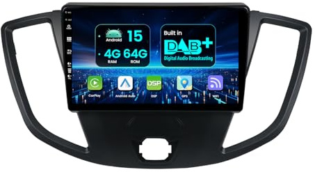 MISONDA 4G+64G- Built in DAB+ Android 15 Car Stereo For Ford Transit Custom 2015-2017 - Wireless CarPlay/Android Auto/DSP - Camera & MIC - SWC BT DAB RDS