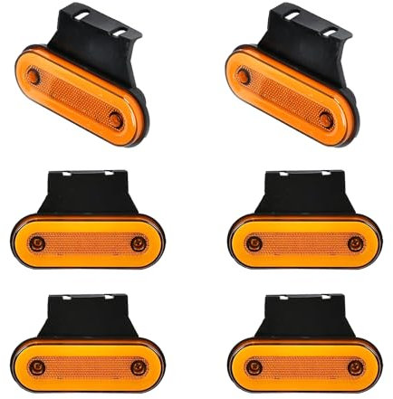 Inscrip Lot de 6 feux de position LED 12 V/24 V avec support, éclairage de remorque, feu de position latéral pour camion, réflecteur, feu arrière, feu de freinage pour remorque, caravane, voiture