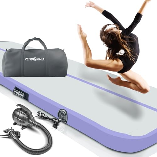 VENDOMNIA Airtrack Matte, 10/20cm hohe aufblasbare Gymnastikmatte in Länge 1/2/3/4/5/6/7/8 m, mit elektrischer Pumpe & Tasche, Tumbling Matte, Turnmatte, Trainingsmatte, Fitnessmatte, Sportmatte,Yoga
