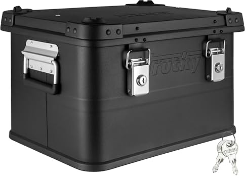 Trucky Aluminium Box mit Deckel Kiste Transportbox Box Aufbewahrungsbox | 30 L, 44 x 34 x 27 cm, Schwarz, Abschliessbar, Metallkiste, Alukiste, Boxen