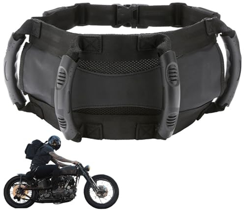 Motorcycle Passenger Handles, Adjustable Passenger Safety Belt Grip Grab Handle for Motorcycle, Motocross, ATV, Scooter, Snowmobile