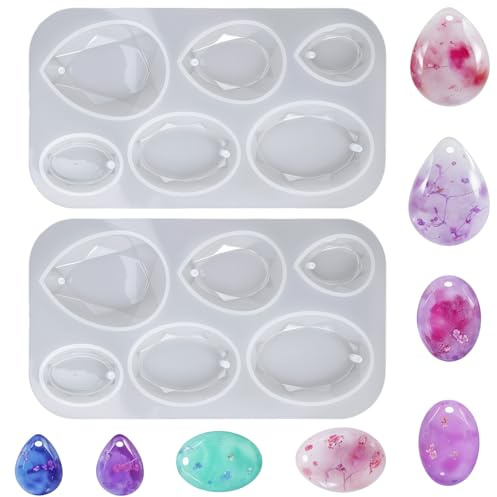CIATBYYJ 2 Stück Tränen-Anhänger Epoxidharz Formen,6 Muster Formen,Transparent Epoxidharz Schmuck,Formens Epoxidharzs Silikonform,für DIY Basteln,Ohrringe Halskette Anhänger Herstellung