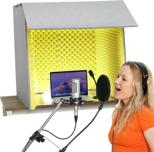 VDLLQYN, Sound Isolation Booth Room, Portable Recording Booth To Filter Vocal, Microphone Recording Equipment, For Home Office And Studio,Portable Simple Recording Studio(Yellow-80 * 80 * 80cm)