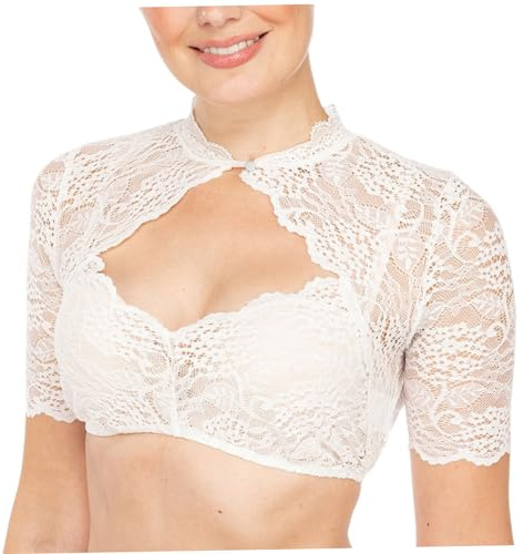 CNAFGBGG Blouse Dirndl, V-Cou à Manche en V Dirndl Top, Traditionnel Oktoberfest en Dentelle Crop Top, Sexy vobe-Ventre Femmes XL
