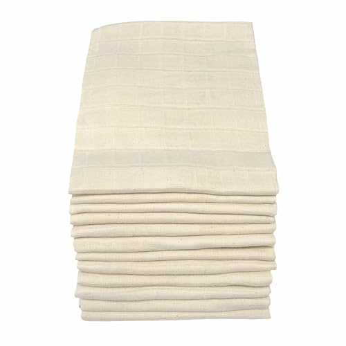 MuslinZ Organic Cotton Muslin Nappy Squares, Cloth Nappies for Babies, Reusable Cloth Diapers, Newborn Nappies, Flat Nappies, Muslin Squares 70cms. 12 Pack. (Unbleached)