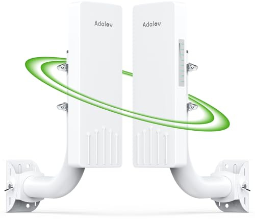 AdaLov Puente WiFi 5 GHz para exteriores, 3 km, PoE, IP65, extensión de red, Starlink, garaje, granja, listo para usar