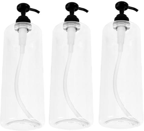 ARTSEWPLY 3pcs 500ml Refillable Press Pump Bottles Round Shoulder Shower Gel Dispenser Bottles for Home Bathroom with Black Pump Heads