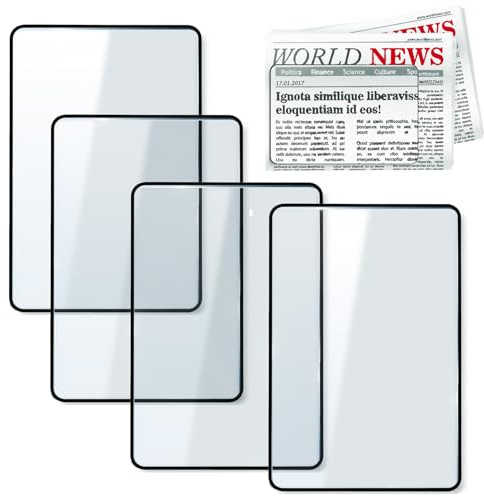 Lupe Set (4 Pieces) - Leselupe & Leselupe für Senioren, Full Page Reading Magnifier with 3X Magnification, Ideal for Seniors and Reading Aid