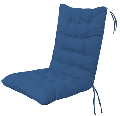 Thick Garden Chair Cushions for Low Back Chairs Seat Pads with Ties Comfortable Upholstered Cushions for Outdoor Chairs & Armchairs (Blue)