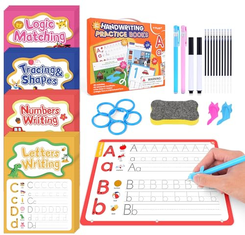 YPLUS Cahier Magique Réutilisable avec Rainures, 3-8 Ans | Livre d'Exercice pour Contrôle du Crayon, Écriture Cursive et Lettres, Outil Éducatif