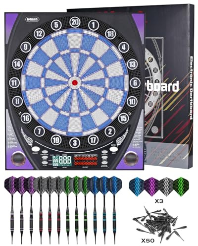 Dartscheibe Elektronisch mit Heller Punkteanzeige, Mehreren Spielen und robustem Design - perfekt für Familienspaß und Wettbewerbe - inklusive Soft Tip mit 12 Darts