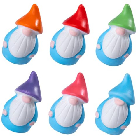 Gogogmee 6pcs Mini Garden Gnomes Resin Figurines Outdoor Dwarf Statues for Patio Lawn Decoration DIY Micro Landscape Accessories