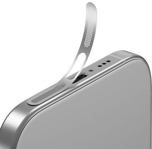 AUZOSL Pegatinas antipolvo para iPhone 17 Pro, 5 unidades, color plateado | Protector antipolvo de alta calidad para canal de carga y altavoz, fácil instalación