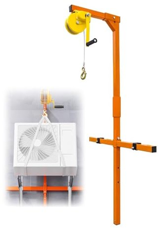 Kit di Strumenti per l'installazione di impianti HVAC per impieghi gravosi - Staffa di Sollevamento con capacità di 150 kg e Gru con argano Manuale da 20 m - Installazione sicura ed efficien