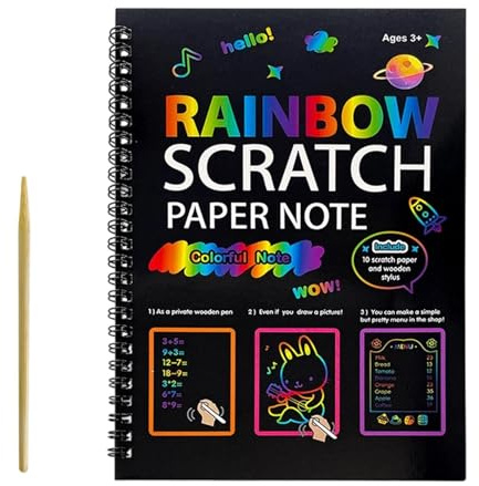 Generisch Carta da grattare per colorare, immagini da grattare, libri in carta artistica, asilo per bambini, in viaggio, casa, compleanno dei bambini, feste