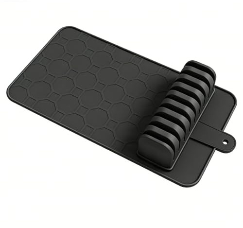 Tnfeeon Cleaver Organizador de Cajones, Organizador de Cuchillos de Silicona a Prueba de Calor con 10 Ranuras, Inserto de Cajón Antideslizante Desmontable para Cocina, Hogar, Restaurante, (BLACK)