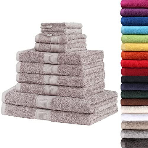 NatureMark 10tlg. Frottier Handtuch-Set Verschiedene Größen in Premium Qualität (10 TLG. Frottier Set, Sand/Beige)