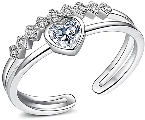 Epinki 925 Sterling Silber Damen Fußring Rund Form Fussring Öffnungsring für Zehen Damenring (Einstellbare Größe) Silber mit Weiß Zirkonia