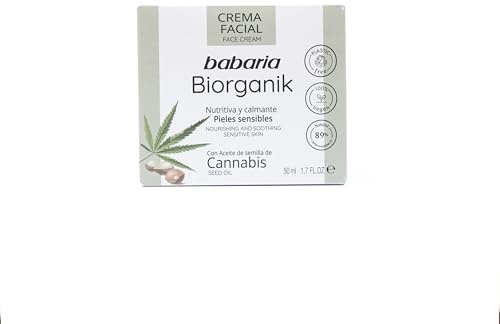 Babaria - Crema Facial Cannabis | Crema Facial Piel Sensible | Nutrición Y Bienestar | Crema Hidratante Hombre Y Mujer | Vegano - 50 Ml