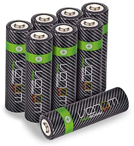 Venom Rechargeable AA Batteries - 2100mAh 1.2V NiMH - High Capacity (8-Pack), Black