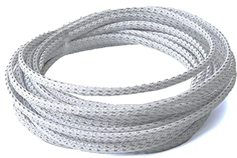 Othmro Manchon tressé flexible en PET de 5 m de large – Manchon flexible en maille métallique – Manchon en maille métallique pour TV, audio, PC, câbles d'animaux domestiques à mâcher – Blanc argenté