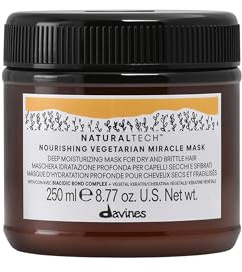 Davines Naturaltech Nourishing Vegetarian Miracle Mask, Restructuring & Hydrating for Dry & Damaged Hair - With Vegetal Keratin - Intense Repair Treatment, 8.45 Fl Oz