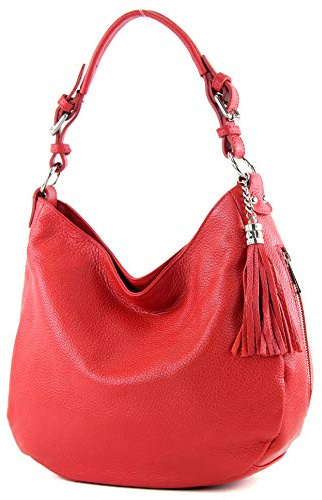 modamoda de T200 Damen Leder Schultertasche Henkeltasche, handmade in Italy