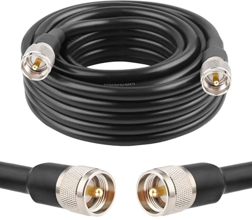 MOOKEERF PL259 UHF Cable 25ft, KMR400 PL259 Male to Male Coaxial Cable Low Loss CB Coax Cable for HAM Radio, VHF Radio, SWR Meter, Antenna Analy