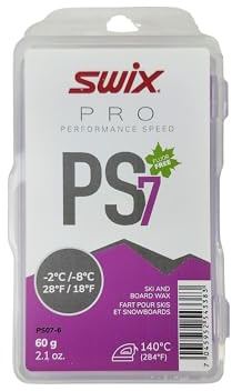 Swix PRO Speed Wax - PS7 Violet 18 to 28 Degrees Fahrenheit - 60g Bar - Fluoro Free - Ski or Snowboard