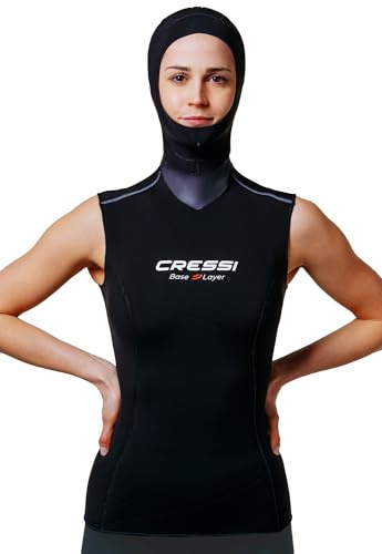 Cressi Base Layer Lady Hood Vest 2.5mm - Traje Interior de Buceo in Neopreno 2.5mm para Mujeres, Negro, M