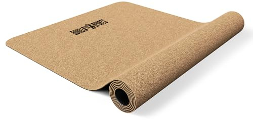 GORILLA SPORTS® Yogamatte aus Kork, 183 x 61 cm, 5 mm, rutschfest | Leichte Sportmatte für Yoga, Pilates, Gymnastik und Fitness, geruchs- und wasserabweisend, hautfreundlich und rollbar