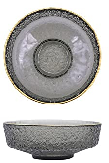 Saladiers Verre Bol à la maison Dîner Verrerie Golden Crystal Verre Céramique Salade de Salade Transparent Petit déjeuner Col Facile à nettoyer (2 PCS) Bol à dessert ( Color : A , Size : Large )
