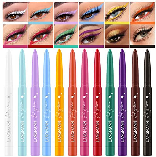 12 Colors Eyeliner Set - Matte Colored Gel Eyeliner Pencils, Waterproof, Smudge-Proof, Long-Lasting Gel Pencils - Natural Eye Liner for Older Women, lapiz de ojos delineador de ojos contra el agua