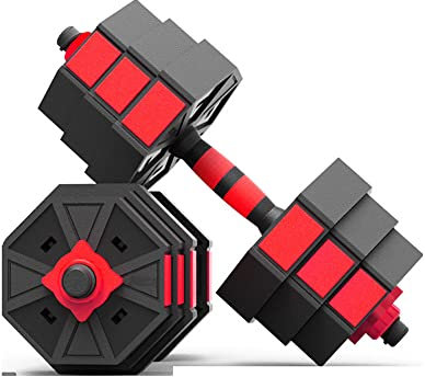 LTLCLZ Verstellbares Hantel Gewichtsset Langhantel Fitnesstasche Anti Rutsch Übungstrainingsgerät Fitness Körperausrüstung,15kg Set