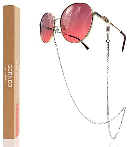 GERNEO® – Cairns – Premium Brillenkette Damen & Brillenband Damen in diversen Farben – 18 Karat vergoldet in Silber – Unisex für Lesebrille & Sonnenbrille