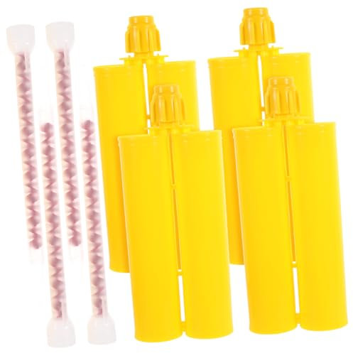 YARNOW Kartuschenrohr Nachfüllbare Silikonspritzen Doppelrohr Dichtstoff 4 Satz 400ml Kunststoff Wiederverwendbar für Heimwerker Reparaturen Profis