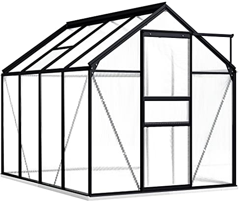 HOMIUSE Invernadero con marco de base, color antracita, aluminio, 4,75 m³, 190 x 250 x 202 cm, invernadero, cristal, balcón, invernadero, resistente al invierno, calefacción, invernadero, invernadero,