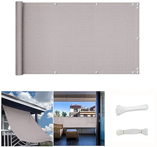 QINGLV Brise Vue Balcon 130x400cm Brise Vue Terrasse Opaque Imperméable Toile Brise Vue pour Jardin Terrasse ExtéRieur -Gris Clair