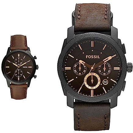 Fossil Herren Quarz-Chronograph Uhr mit Armband 44MM Townsman FS5437 & Herrenuhrenmaschine, 42mm Gehäusegröße, Quarz-Chronographenwerk, Echtlederarmband