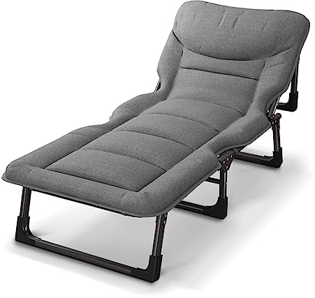 KAMPCO Tragbarer Faltbarer Loungesessel für den Außenbereich, Schlafsessel mit Matratze, Verstellbarer Null-Gravitations-Sessel für Sonnenbaden, Camping, Pool, Strand, Terrasse