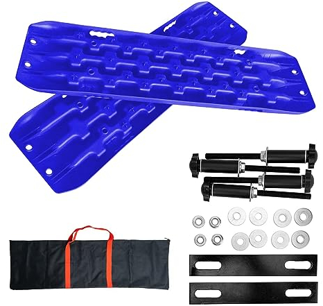 CStern 2 Stücke Sandbleche Traktionshilfe Anfahrhilfe Recovery Board Offroad Tracks Blau Geeignet für den Außeneinsatz bei Schnee, Sand, Schlamm für Geländewagen Wohnmobil PKW LKW