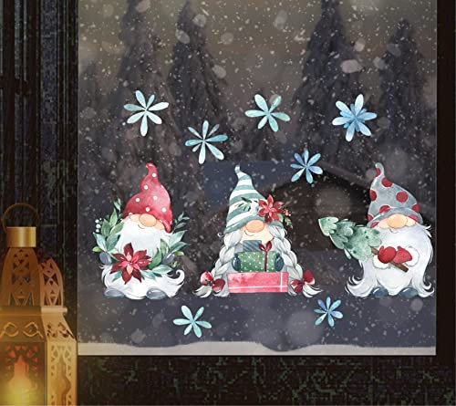 wolga-kreativ Fenster Fensterbilder Glasdekorfolie Motiv Fensterfolie Fenstertattoo Winter Weihnachten Advent Wichteln Schneeflocke Aufkleber Fenster Küche wiederverwendbar