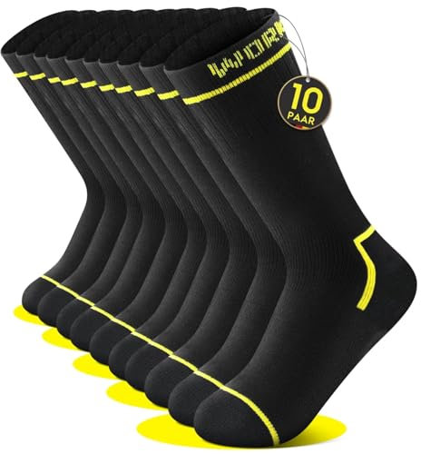 FALARY 10 Paires WORK Chaussettes Homme 39 42 Travail Noir Coton Chaussettes de Travail Homme 39-42 Salopette Cadeau Anniversaire Vente Flash du Jour et Soldes Grosses