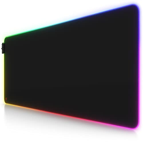 TITANWOLF - RGB Tapis de Souris Gaming XXL - LED Lumineuse Tapis de Souris Multicolore 11 Modes - 900 x 400mm - Surface antidérapante pour Les Joueurs de l’Ordinateur PC et du Mac – Noir