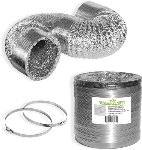 Tubo Aria Flessibile in Alluminio 3m con 2 Fascette Metalliche - Condotti Ventilazione Diametro Ø100/125/150mm