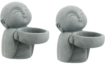 MAGICLULU 2 Stücke Dekorative Kerze Container Buddha Figur Harz Leuchter Artware Für Wohnzimmer Tee