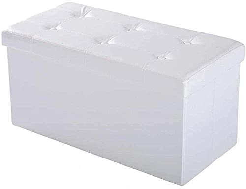 Großer Stauraum, Ottomane, Spielzeugtruhe, klappbarer Fußhocker, Aufbewahrungsbox, Fußhocker mit Deckel, Kunstleder, Schlafzimmer-Wohnmöbelhocker – 76 x 38 x 38 cm, belastbar bis zu 120 kg